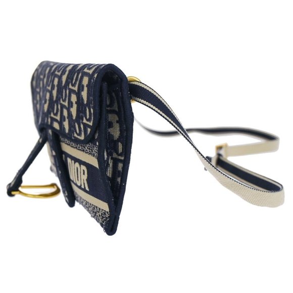 CHRISTIAN DIOR Oblique Trotter Bum Waist Bag Canvas Leather Navy Blue 675RJ247 - Picture 7 of 16
